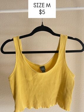 wild fable Yellow Ribbed Crop Tank Top